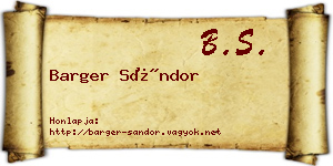 Barger Sándor névjegykártya